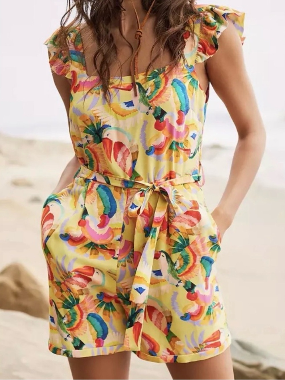 Farm rio - Anthropolgie - Yellow Tropical Print Romper